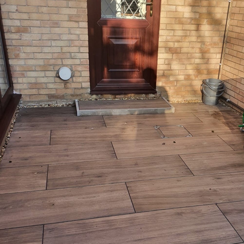 Outdoor Porcelain  Paving - 120cm x 40cm - Wood Plank - Marrone Oak - Primethorpe Paving - Grounded Landscapes